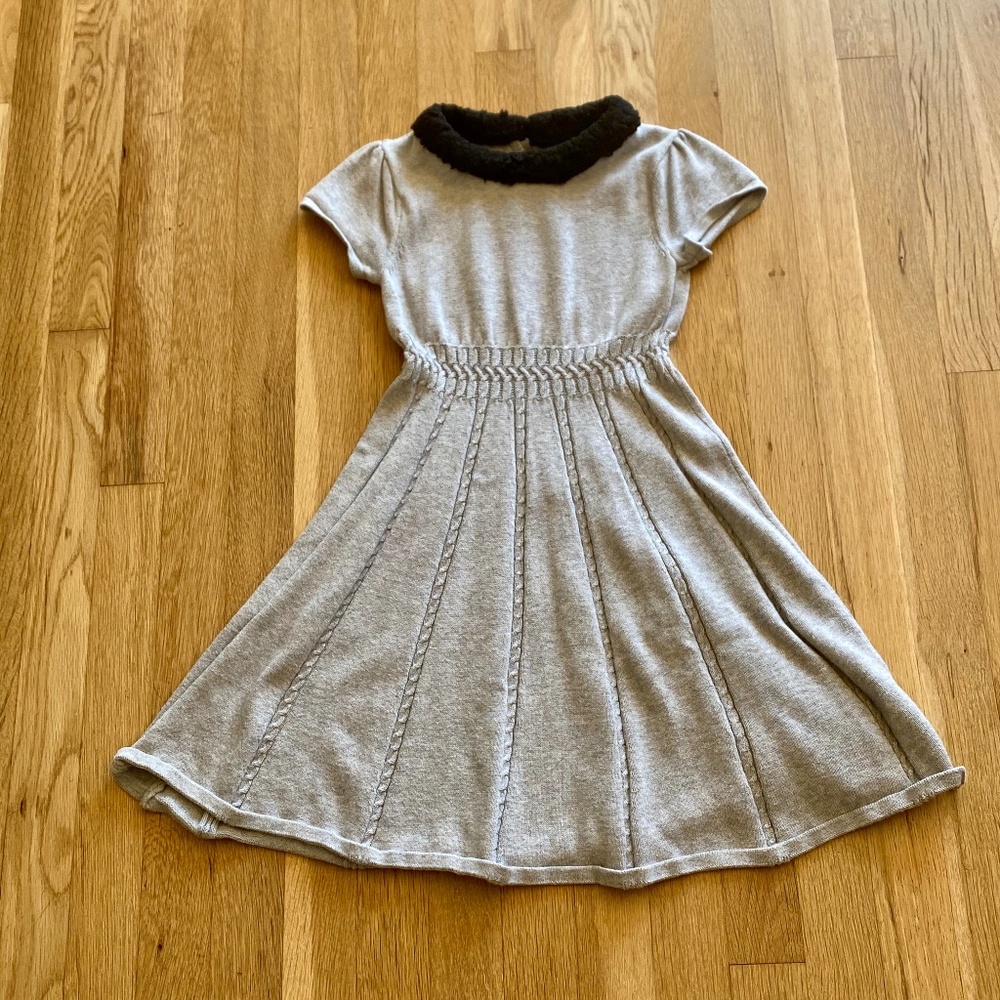 Gray Gymboree Dress with Black Furry Collar